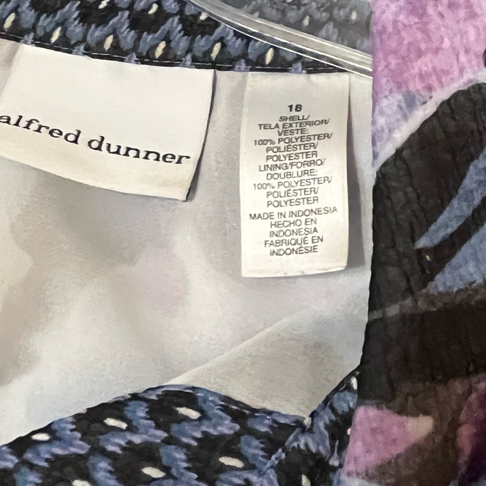 Alfred Dunner Purple and Blue Printed Blouse